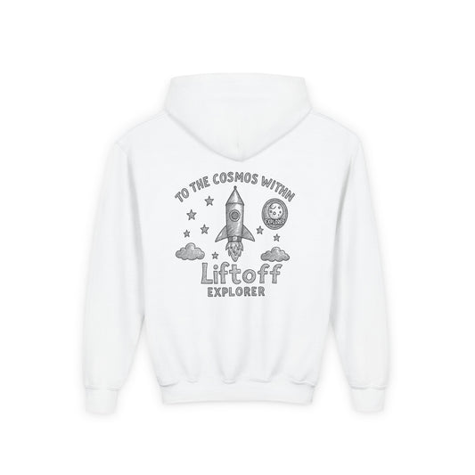 Kids Rocket Hoodie — "To the Cosmos Within" Liftoff Space Sweatshirt