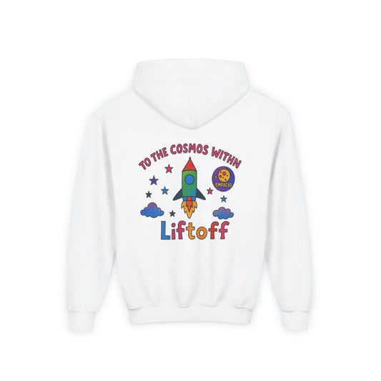 Kids Rocket Hoodie — "To the Cosmos Within" Liftoff Space Sweatshirt